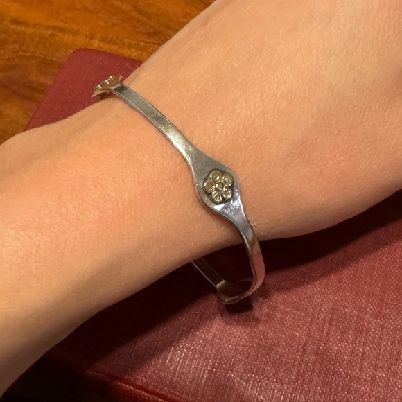 James Avery Retired 14k ButterCup Accent Sterling Silver Bangle - Picture 1 of 9